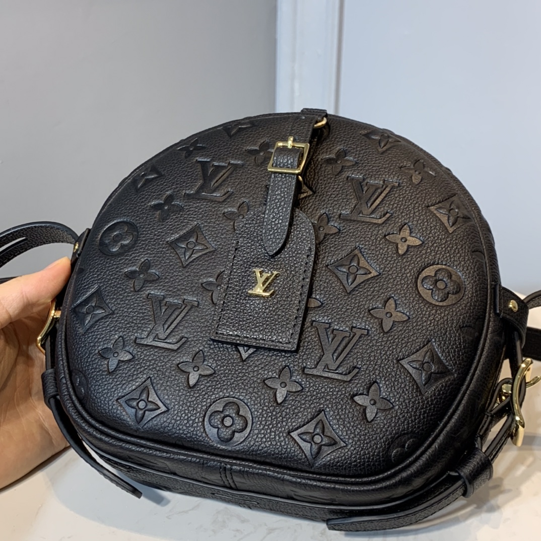 Louis Vuitton BOITE CHAPEAU SOUPLE MM Handbag Monogram Empreinte M45649 Black